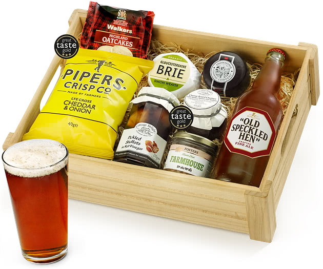 Anniversary & Wedding Ploughman's Choice in Wooden Crate With Real Ale